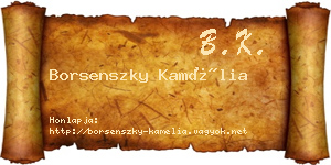 Borsenszky Kamélia névjegykártya